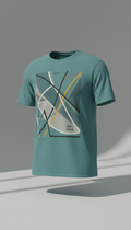 Teal Abstract Lines Graphic Tee