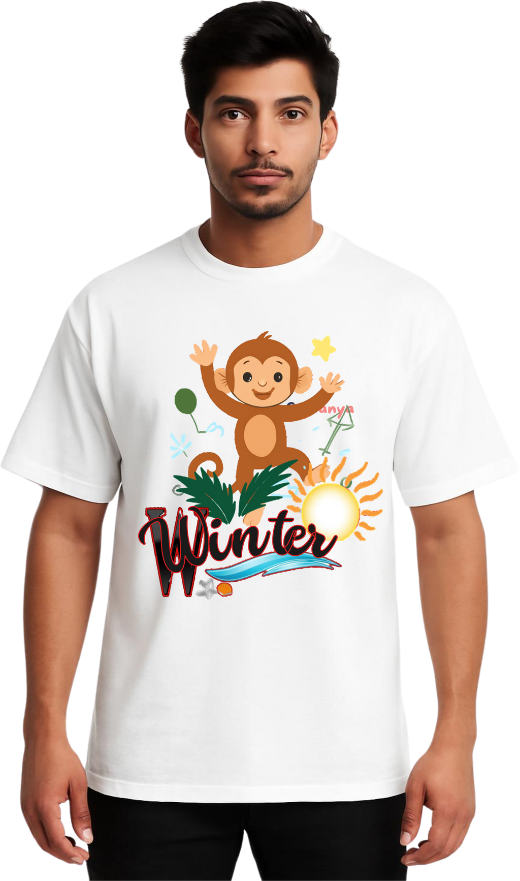 Men Terry Oversized Tee (Monkey Design))