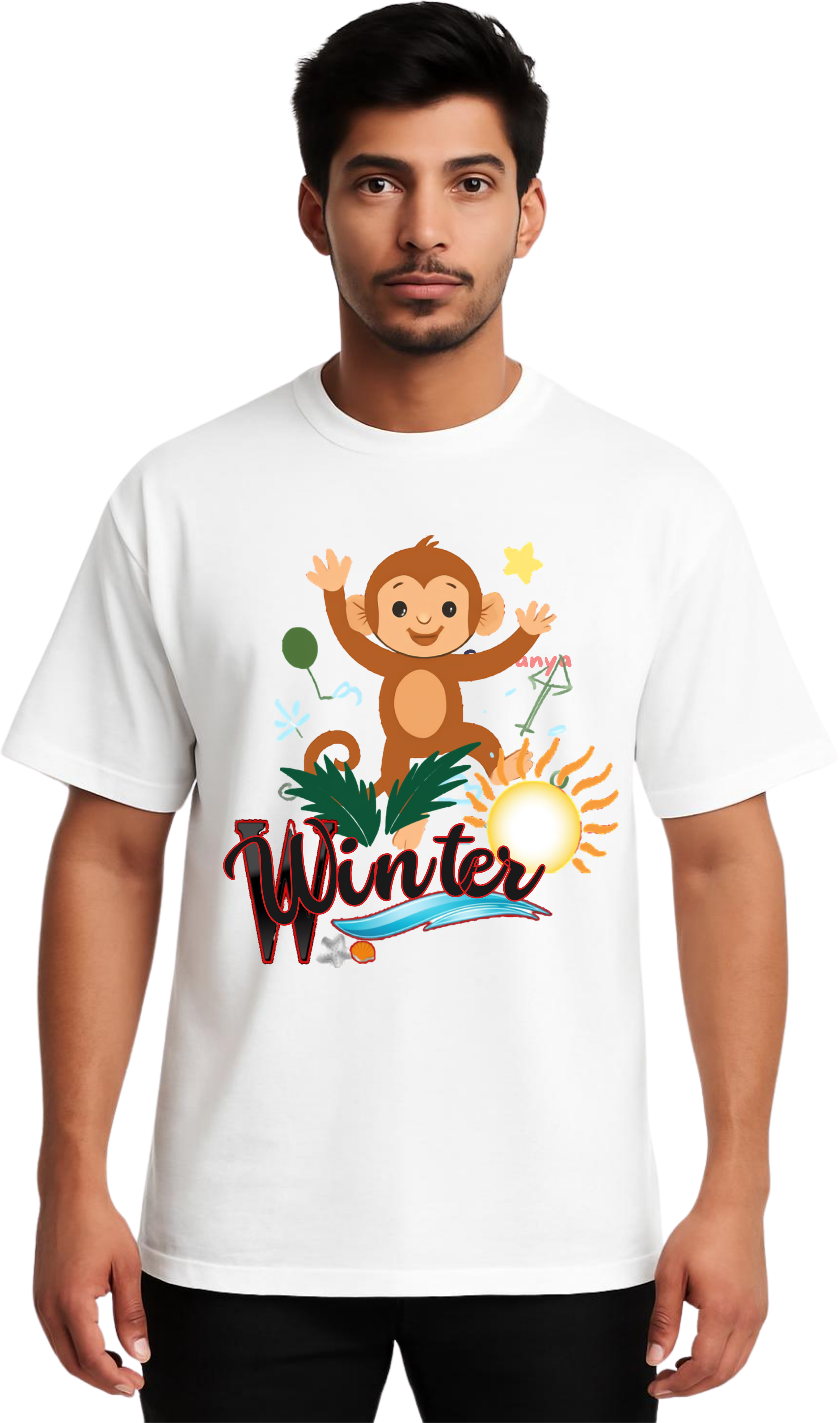 Men Terry Oversized Tee (Monkey Design))