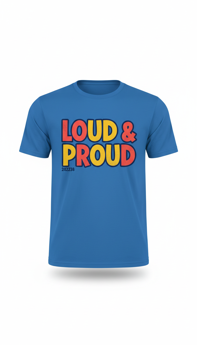 LOUD & PROUD tee in pop blue